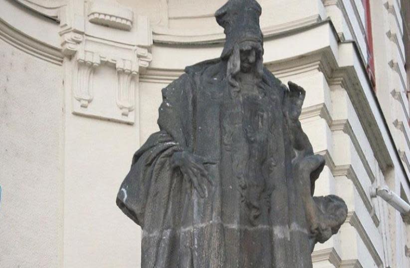 Ladislav Šaloun's statue of Judah Loew ben Bezalel (The Maharal) at the New City Hall of Prague in the Czech Republic. (photo credit: WIKIPEDIA)