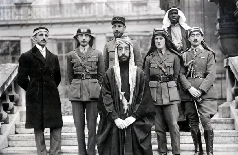KING FAISAL I at Versailles during the Paris Peace Conference of 1919, where he advocated for Zionism. The French expelled him from Syria in 1920. (photo credit: Wikimedia Commons)