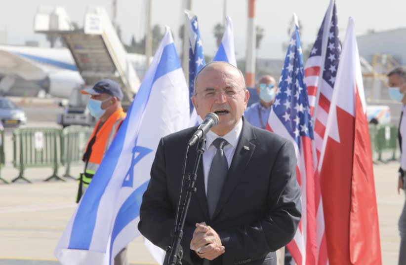 National Security Adviser Meir Ben-Shabbat speaks before joining an Israeli-US delegation to Bahrain, October 18, 2020 (photo credit: MARC ISRAEL SELLEM/THE JERUSALEM POST)