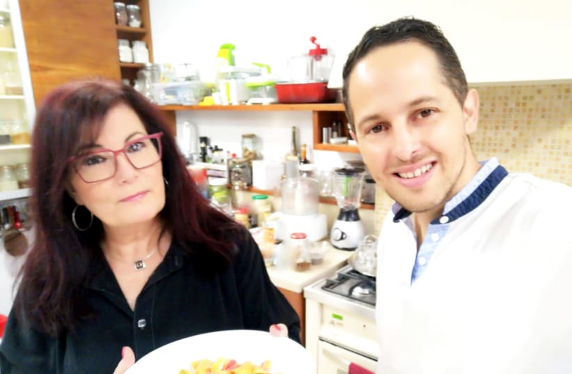 Pascale Perez-Rubin with pastry chef Moshe Galperin (photo credit: PASCALE PEREZ-RUBIN)
