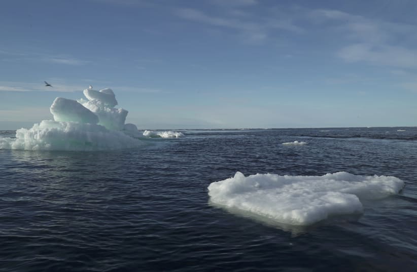 Floating ice as seen during the expedition of the The Greenpeace's Arctic Sunrise ship at the Arctic Ocean, September 14, 2020. (photo credit: REUTERS / NATALIE THOMAS)