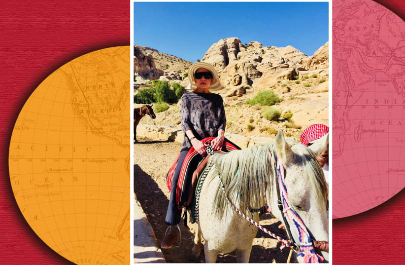 Justice Ruth Bader Ginsburg riding a horse in Petra. (photo credit: COURTESY THE GENESIS PRIZE FOUNDATION)