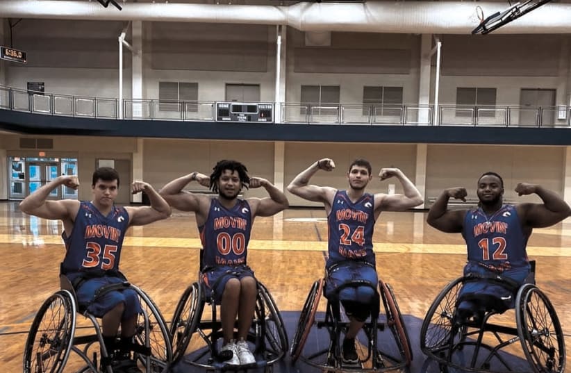 Israeli teenager Amit Vigoda (#24) is studying at the University of Texas at Arlington while playing hoops for the school in the National Wheelchair Basketball Association.  (photo credit: USTA/COURTESY)