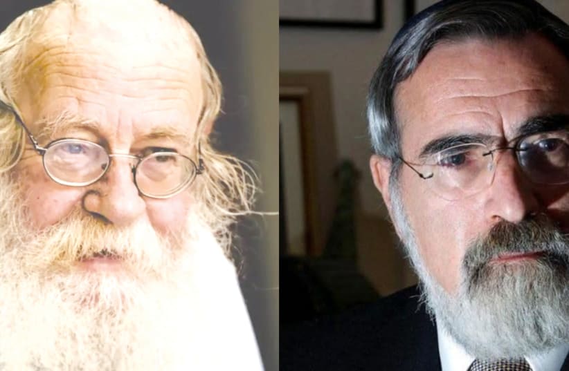 Rabbi Adin Even-Israel Steinsaltz (Left) and Rabbi Lord Jonathan Sacks. (photo credit: THE STEINSALTZ CENTER; COURTESY)