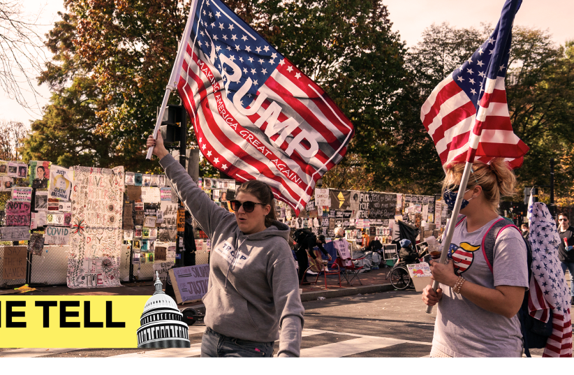 Two participants in the 'Million MAGA March' in Washington, DC. (photo credit: GETTY IMAGES)