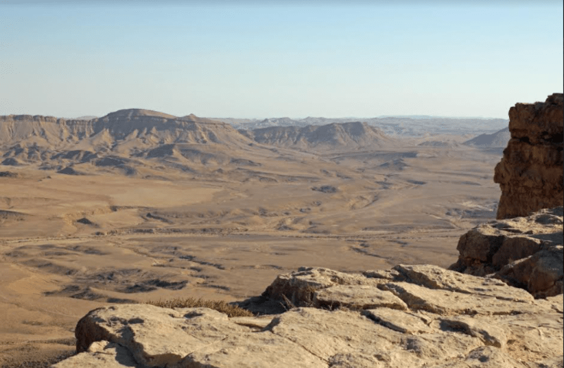 Ramon: The Ramon Crater in Israel’s hot, dry Negev Desert. (photo credit: (EDUARD MARMET/ WIKIMEDIA COMMONS))