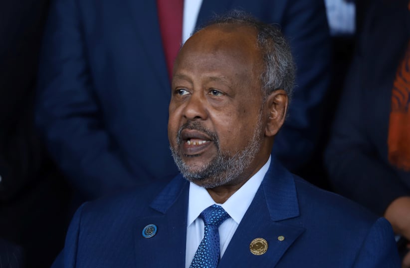 Djibouti's President Ismail Omar Guelleh is seen at the opening of the 33rd Ordinary Session of the Assembly of the Heads of State and the Government of the African Union (AU) in Addis Ababa, Ethiopia, February 9, 2020 (photo credit: REUTERS/TIKSA NEGERI)