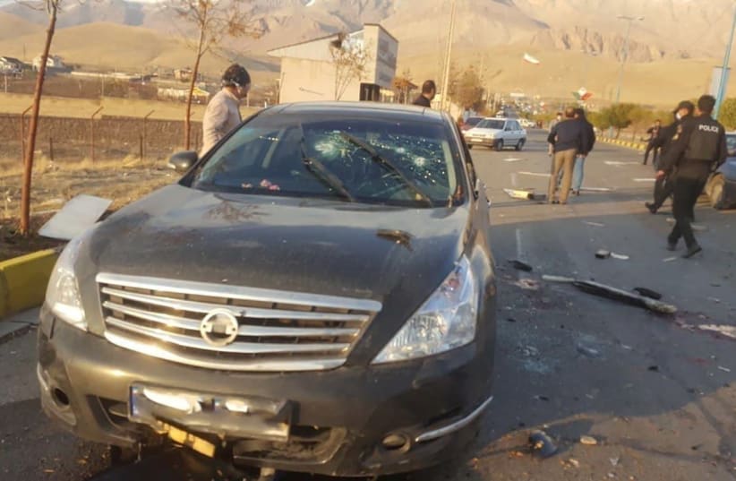 A view shows the scene of the attack that killed Prominent Iranian scientist Mohsen Fakhrizadeh, outside Tehran, Iran, November 27, 2020. (photo credit: WANA (WEST ASIA NEWS AGENCY) VIA REUTERS)