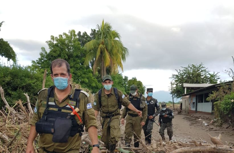 A joint Home Front Command and Foreign Ministry delegation travelled to the Republic of Honduras to help the country following the devastation left behind by hurricanes Eta and Iota. (photo credit: IDF SPOKESPERSON'S UNIT)
