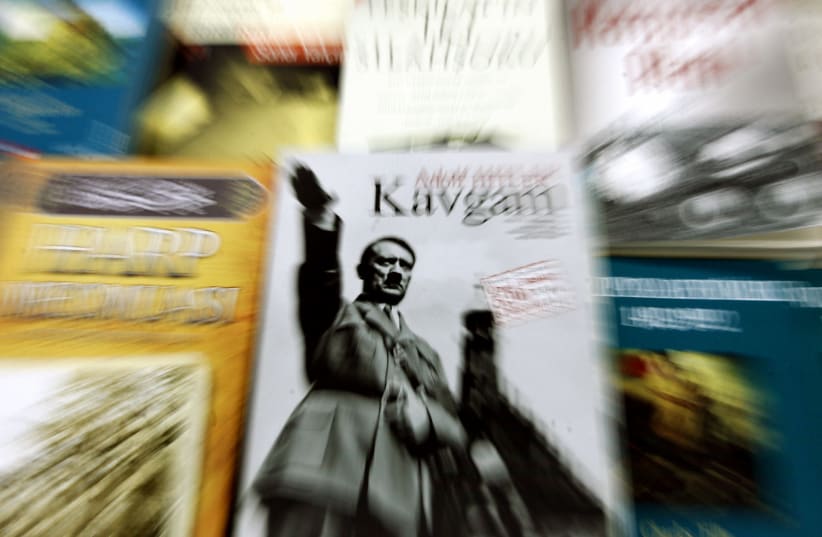 A TURKISH copy of Adolf Hitler’s ‘Mein Kampf’ on display at a bookstore in Istanbul. (photo credit: REUTERS/FATIH SARIBAS)