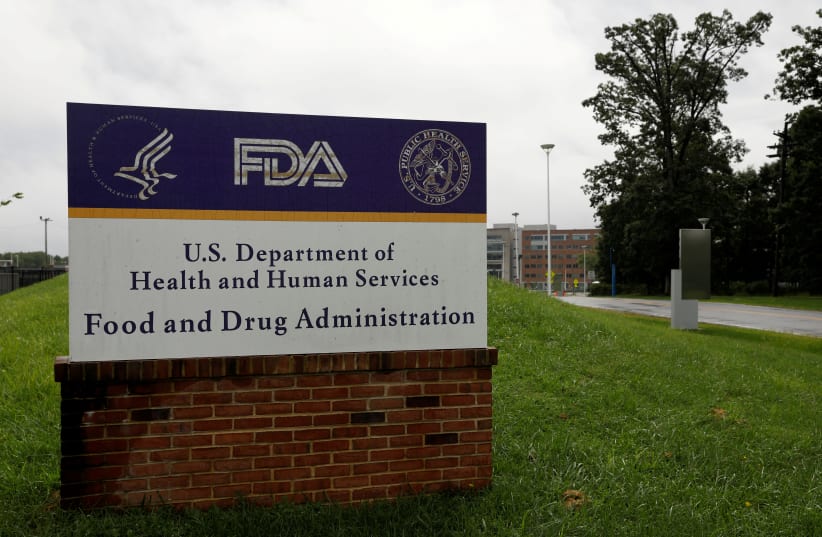 Signage is seen outside of FDA headquarters in White Oak, Maryland. (photo credit: REUTERS)
