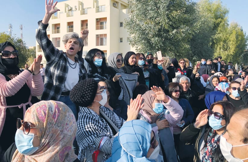 DEMONSTRATORS ATTEND an anti-Israel, anti-US rally in Karachi, Pakistan, in 2019. (photo credit: AKHTAR SOOMRO / REUTERS)