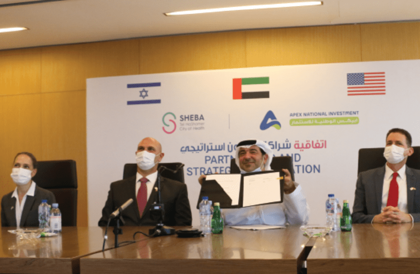 Sheba International signs agreement with APEX in Abu Dhabi. (photo credit: SHEBA'S COURTESY)