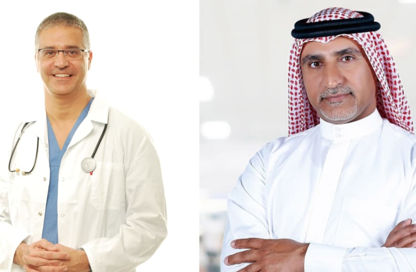 Dr. Meir Cohen (L), and Dr. Zuhair Al Fardan (R) will both be at the plastic surgery conference during the last week of January, concretizing the close ties between Israel and the UAE.  (photo credit: THE ISRAEL SOCIETY OF PLASTIC & AESTHETIC SURGERY)