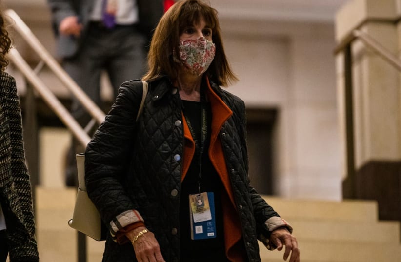 Congresswoman-elect Kathy Manning arrives at the U.S. Capitol in Washington, Nov. 13, 2020. (photo credit: SAMUEL CORUM/GETTY IMAGES)