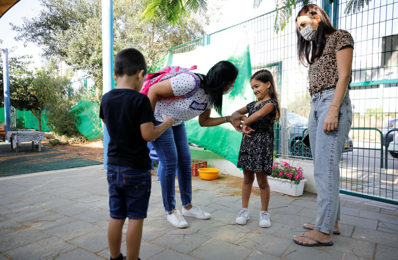 Children begin school in Jerusalem on November 1, 2020 after a lockdown. (photo credit: MARC ISRAEL SELLEM)