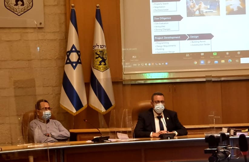 A meeting discussing the plans to develop the US embassy in Jerusalem, January 13, 2021. A meeting discussing the plans to develop the US embassy in Jerusalem, January 13, 2021.  (photo credit: JERUSALEM MUNICIPALITY)