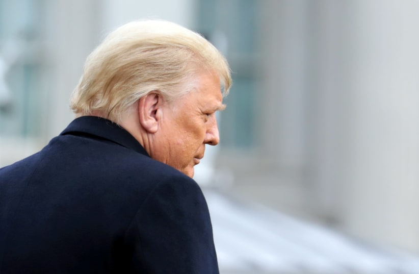 US President Donald Trump departs on travel to West Point, New York from the South Lawn at the White House in Washington, US, December 12, 2020. (photo credit: REUTERS/CHERISS MAY/FILE PHOTO)