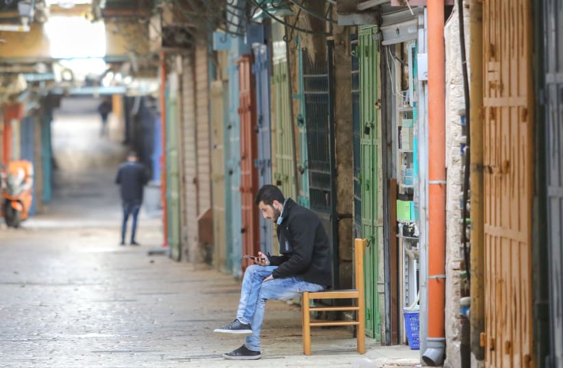Jerusalem's usually busy Old City is seen virtually empty during Israel's third coronavirus lockdown. (photo credit: MARC ISRAEL SELLEM/THE JERUSALEM POST)