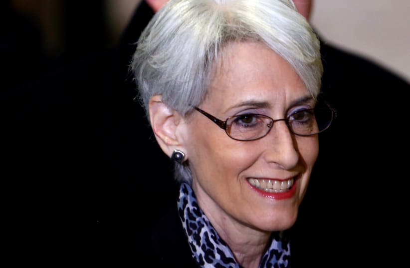 Wendy Sherman arrives for a meeting on Syria at the United Nations European headquarters in Geneva February 13, 2014 (photo credit: REUTERS/DENIS BALIBOUSE)