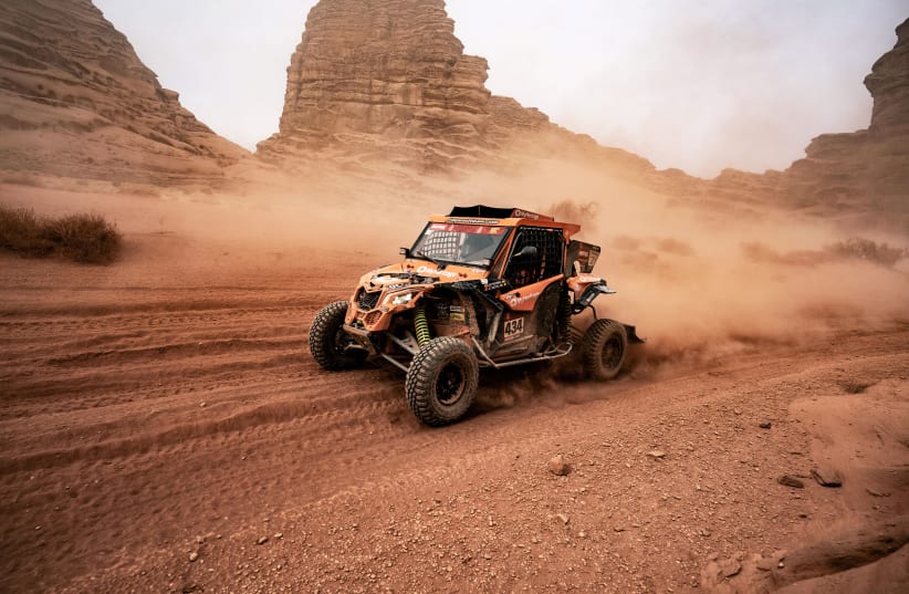 A Lightweight Vehicles Prototype team, operated by Israelis, takes part in the Dakar Rally, Saudi Arabia January 13, 2021. Picture taken January 13, 2021. (photo credit: OMER PEARL/HANDOUT VIA REUTERS)