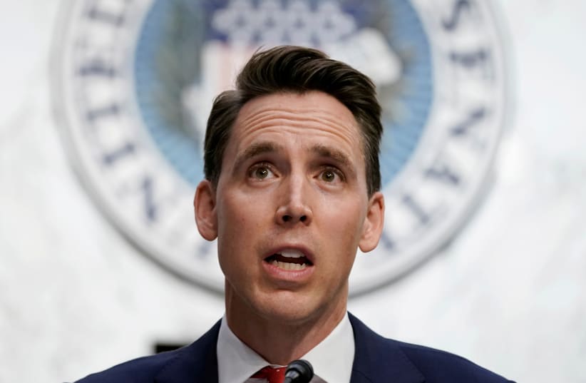 US Senator Josh Hawley speaks during the third day of the confirmation hearing for Supreme Court nominee Judge Amy Coney Barrett  (photo credit: REUTERS)