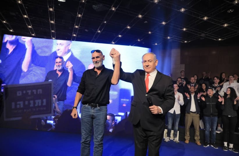 Yesha Council head David Elhayani and Prime Minister Benjamin Netanyahu at a Likud campaign rally in 2019. (photo credit: Courtesy)