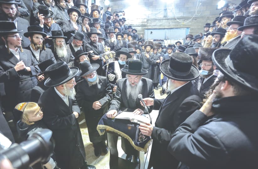 WHAT IN God's name are they doing? Ultra-Orthodox Jews at the Lvov synagogue in Safed three weeks ago. (photo credit: DAVID COHEN/FLASH 90)