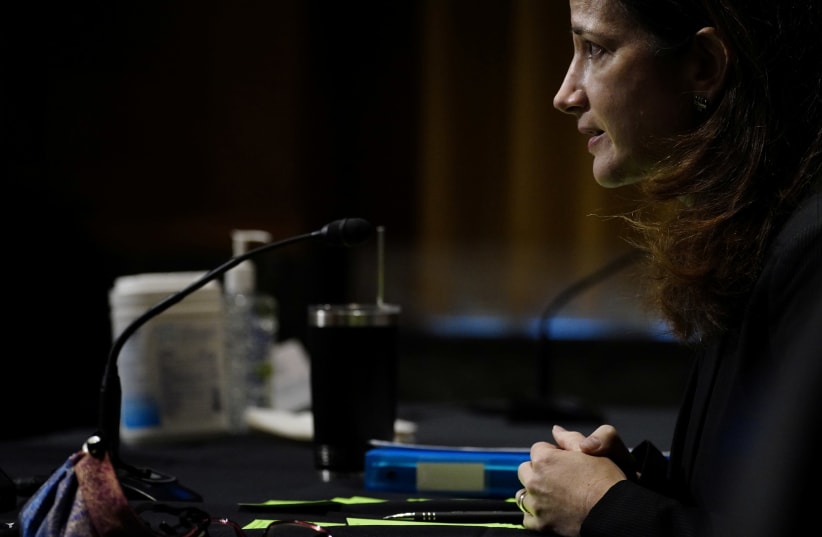Nominee for Director of National Intelligence Avril Haines appears before the Senate Intelligence Committee during a confirmation hearing on Capitol Hill in Washington, U.S., January 19, 2021. (photo credit: REUTERS)