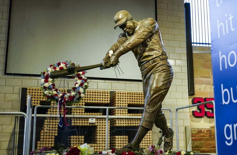 Scenes from the Hank Aaron statue and the Atlanta Braves Monument Garden at Truist Park home of the Atlanta Braves. (photo credit: USA TODAY)