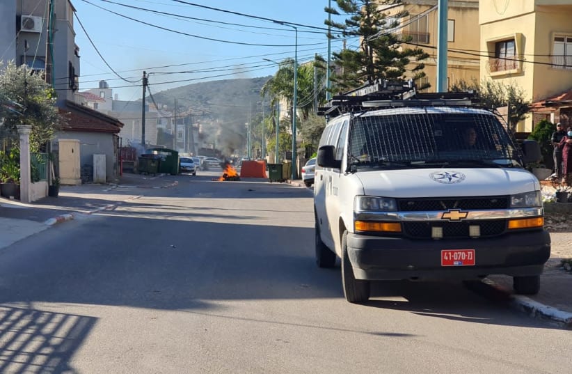 Police have been positioned in Tur'an due to a continued violent confrontation between two dominant families in the town, January 23, 2020. (photo credit: POLICE SPOKESPERSON'S UNIT)