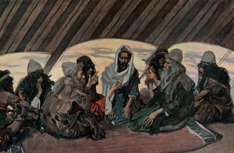 Jethro and Moses (watercolor circa 1900 by James Tissot). (photo credit: WIKIPEDIA)