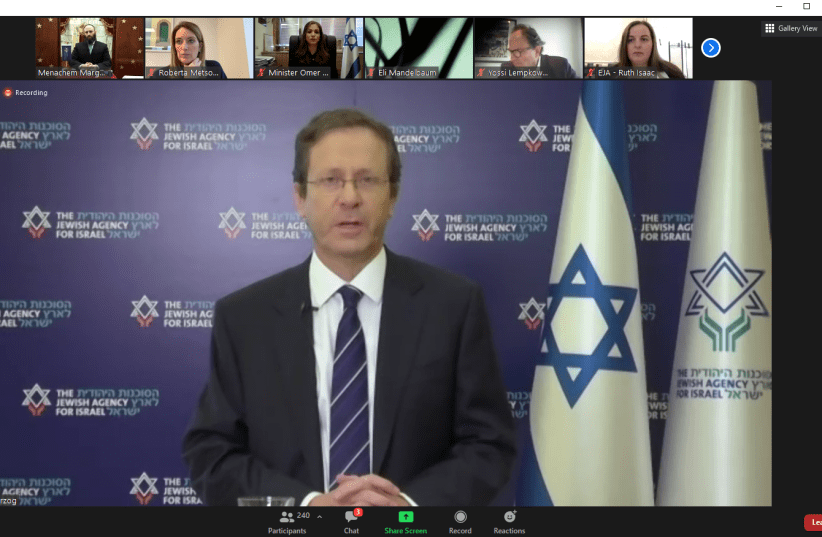 Mr. Isaac Herzog, chairman of the Jewish Agency, speaks at the European Jewish  Association's virtual commemorative event for International Holocaust Remembrance Day, January 27, 2021.  (photo credit: Courtesy)
