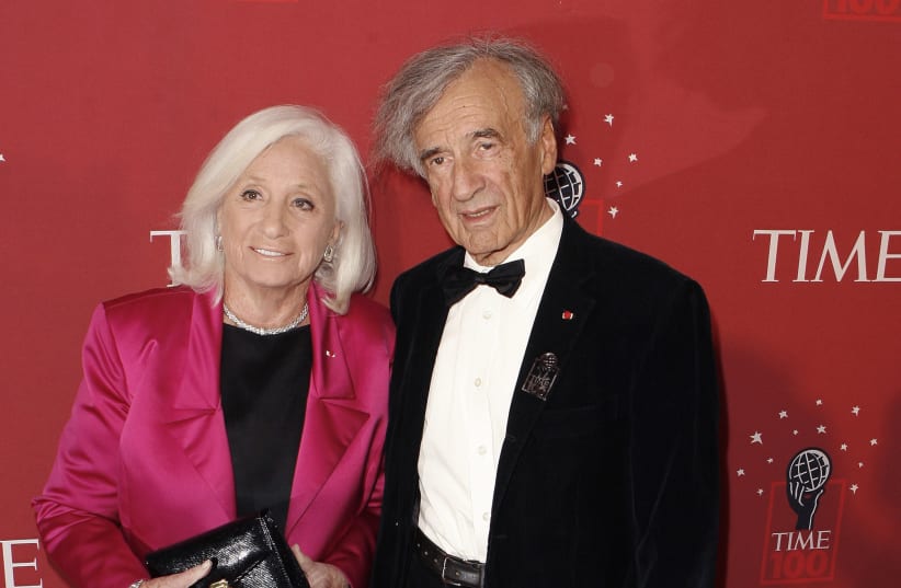 Holocaust survivor Elie Wiesel arrives with wife, Marion Erster Rose, to attend the "100 Most Influential People In The World" gala hosted by Time Magazine in New York (photo credit: REUTERS)