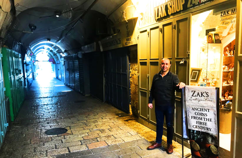 Zak Mishirky outside his antique gift shop in the Old City of Jerusalem. (photo credit: Courtesy)