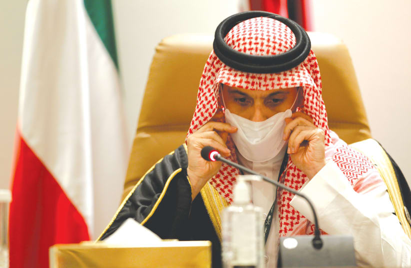 SAUDI ARABIAN Foreign Minister Prince Faisal bin Farhan Al Saud speaks at the Gulf Cooperation Council Summit in Al-Ula, Saudi Arabia, last month.  (photo credit: AHMED YOSRI/ REUTERS)