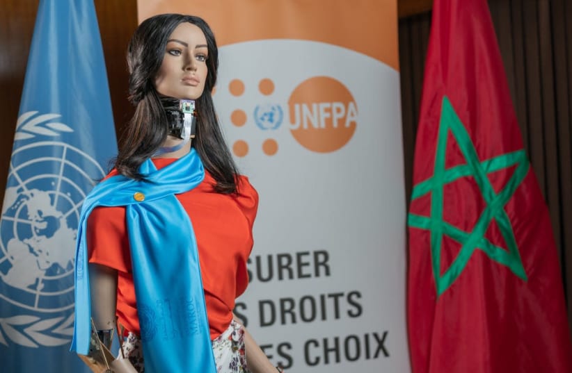 Morocco's first humanoid robot, called "Shama." Prof. Hajar Mousannif led the team of researchers responsible for the robot's creation. (photo credit: Courtesy)