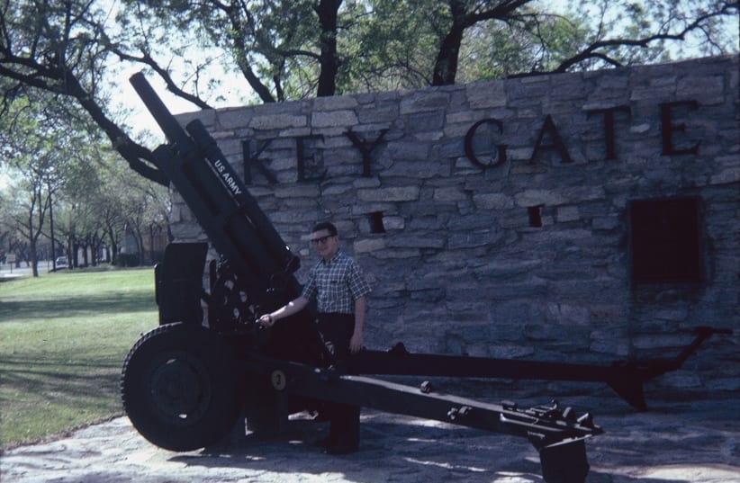 THE WRITER at Key Gate, the major entrance to Fort Sill, Oklahoma. (photo credit: DAVID GEFFEN)
