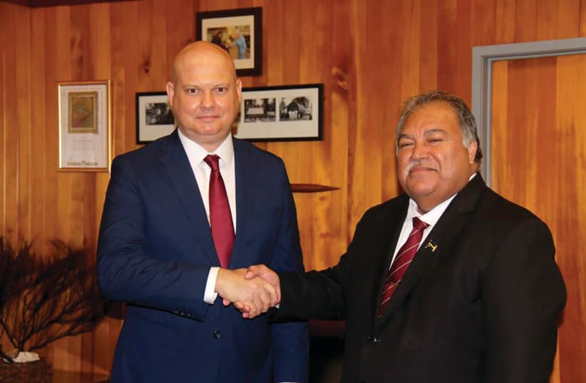 Ambassador Fabrizio Bozzato with former president of the Republic of Nauru, Baron Divavesi Waqa (photo credit: Courtesy)
