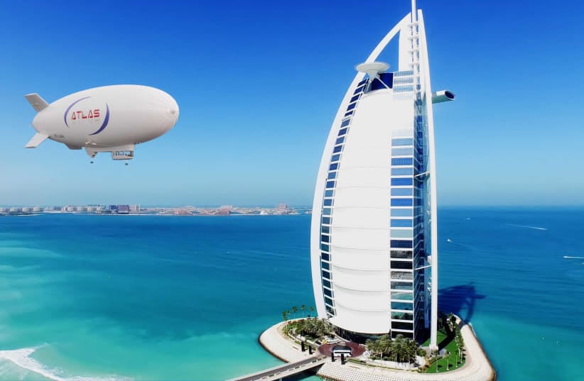 An Atlas-11 airship is seen flying near Dubai. (photo credit: Courtesy)