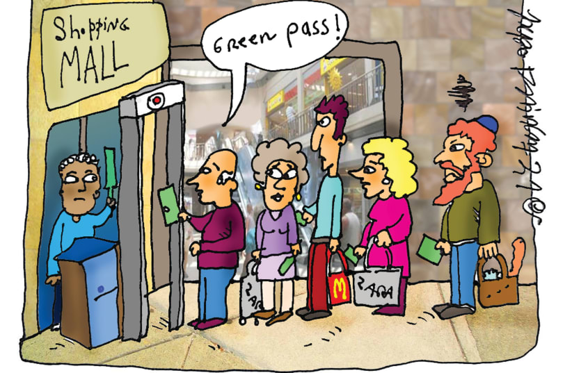 Cartoon on Israel's green passport program (photo credit: Courtesy)