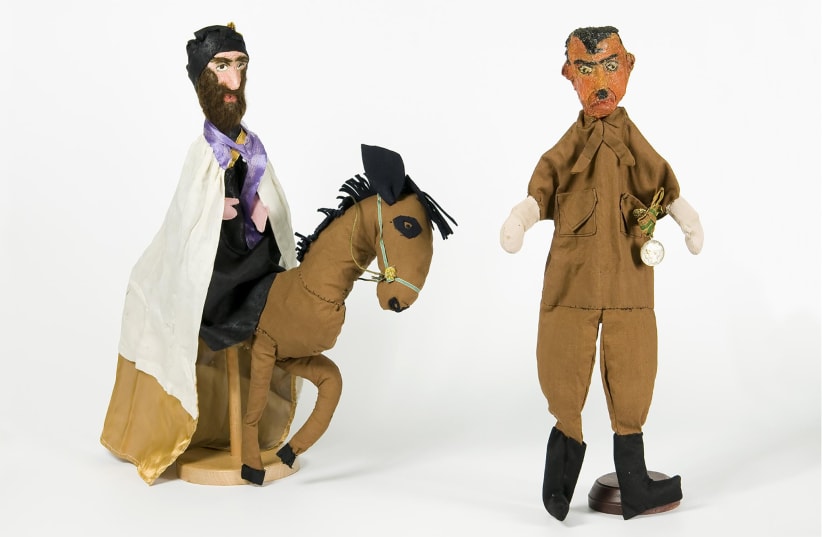 Puppets of Mordechai and Hitler made by Nechama Mayer-Hirsch in 1951. (photo credit: JEWISH HISTORICAL MUSEUM AMSTERDAM)