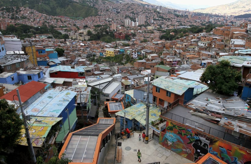 A view from the "Comuna 13" neighborhood in Medellin, September 2, 2015 (photo credit: REUTERS/FREDY BUILES/FILE PHOTO)