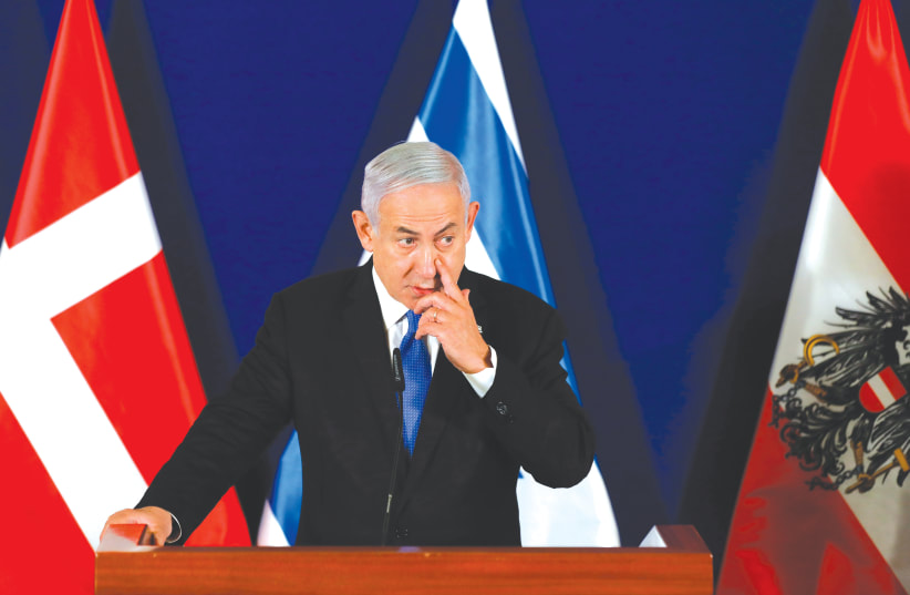 PRIME MINISTER Benjamin Netanyahu speaks during a press conference at Jerusalem’s King David Hotel last week.  (photo credit: OLIVIER FITOUSSI/FLASH90)