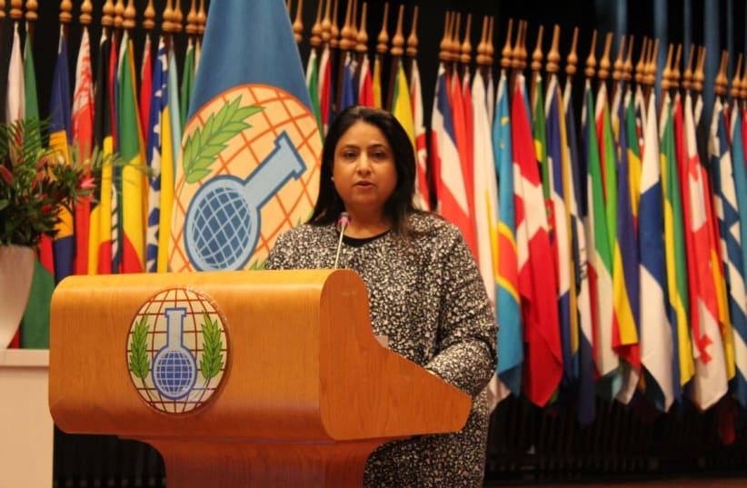  Shaikha Rana bint Isa Al Khalifa participates in the 24th Conference of the States Parties to the Organisation for the Prohibition of Chemical Weapons, November 2019. (photo credit: Courtesy)