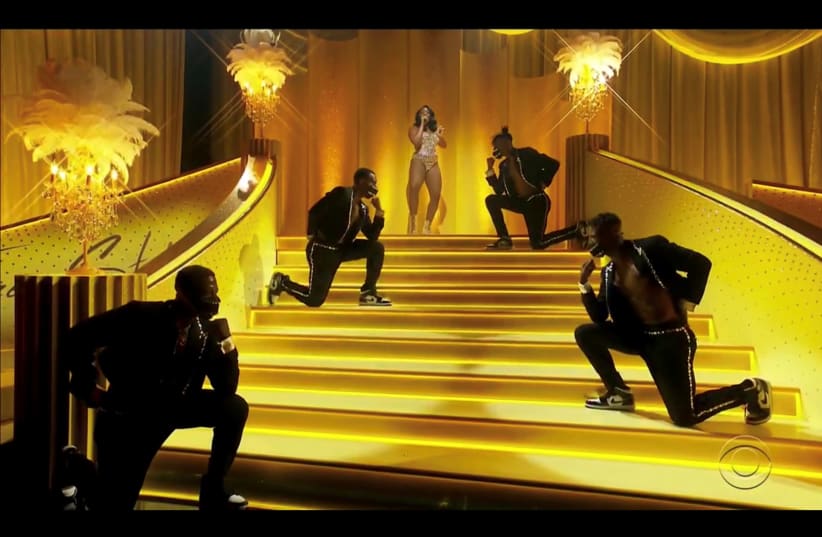 Megan Thee Stallion performs in this screen grab taken from video of the 63rd Annual Grammy Awards in Los Angeles, California, US, March 14, 2021 (photo credit: CBS/HANDOUT VIA REUTERS)