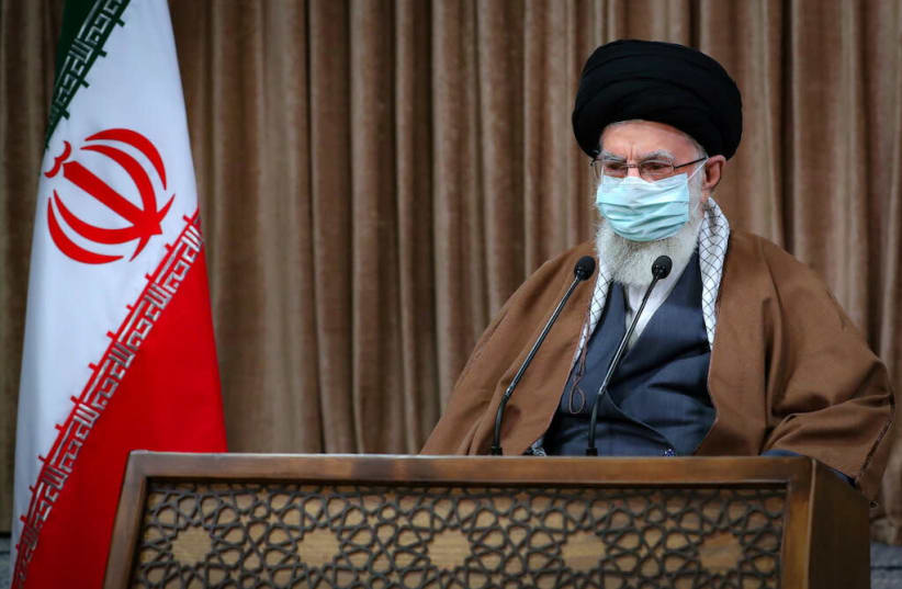Iran's Supreme Leader Ayatollah Ali Khamenei delivers a televised speech in Tehran, Iran March 11, 2021. (photo credit: OFFICIAL KHAMENEI WEBSITE/HANDOUT VIA REUTERS)
