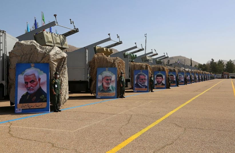 Iranian missiles are seen at a new "missile city" of Iran's Revolutionary Guards naval unit at an undisclosed location in Iran, in this picture obtained on March 15, 2021. (photo credit: IRGC/WANA/HANDOUT VIA REUTERS)