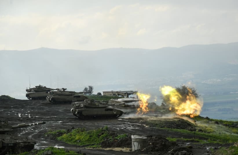 Tanks from the IDF's 188th Brigade train on the Golan Heights in March 2021. (photo credit: IDF)