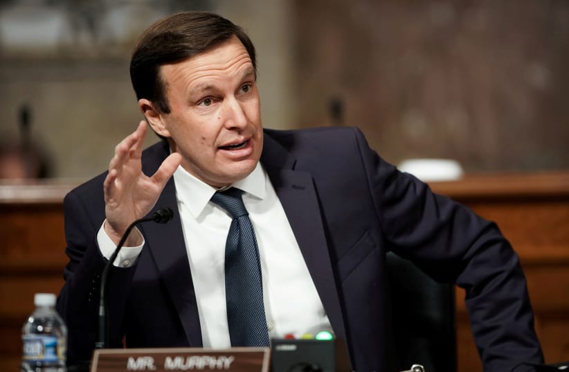 US Senator Chris Murphy (D-CT) speaks during the Senate Foreign Relations Committee hearing on the nomination of Linda Thomas-Greenfield to be the United States Ambassador to the United Nations, on Capitol Hill in Washington, DC, US, January 27, 2021. (photo credit: GREG NASH/POOL VIA REUTERS)